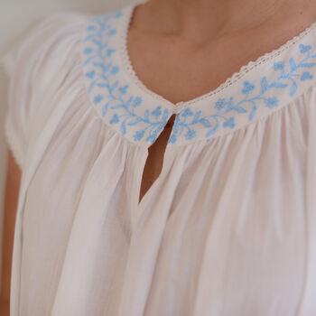 White Cotton Embroidered Nightdress, 2 of 8