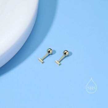 Tiny 4mm Bar Screw Back Earrings In Sterling Silver, 4 of 9