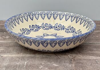 Blue And White Patterned Serving Bowl, 28cm, 2 of 3