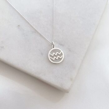 Sterling Silver Zodiac Charm Necklace – Aquarius, 2 of 6