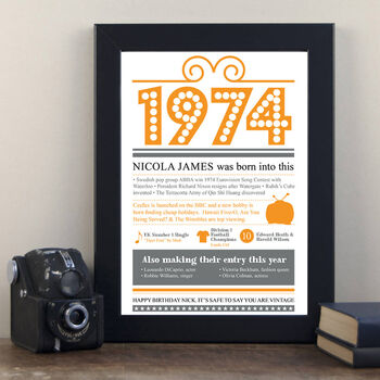 Personalised 50th Birthday Gift Print Life In 1974, 3 of 9