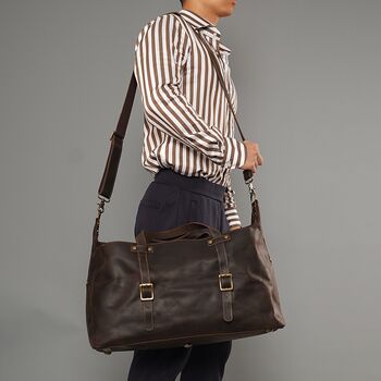Large Genuine Leather Holdall Tan Brown, 12 of 12