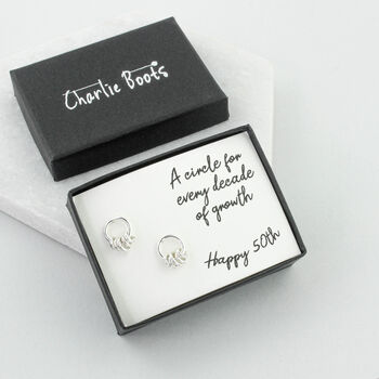 Sterling Silver 50th Birthday Circle Earrings, 4 of 5