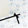 Luxury Pale Blue Hot Air Balloon Gift Wrapping Paper 140 Gsm, thumbnail 1 of 5