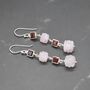 Pink Jade Red Garnet Silver Earrings, thumbnail 1 of 5