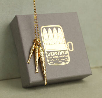 Gold Sardine Fish Necklace, 3 of 7