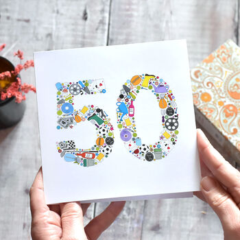 Mens Hobbies 50th Birthday Card, 2 of 4