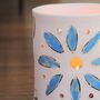 Unusual Pencil And Tealight Holder. Flower Design In Blue. Handmade Ceramic, thumbnail 4 of 7