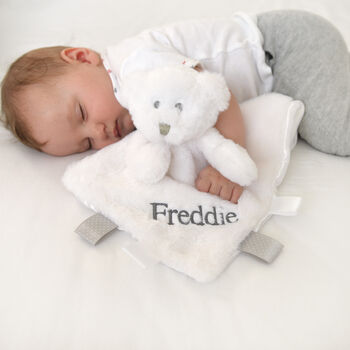 Personalised White Teddy Baby Comforter, 7 of 11