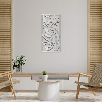 Sleek Framed Wooden Floral Art Contemporary Decor, 4 of 10