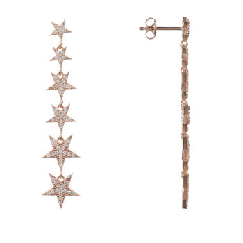 Graduated Star Drop Plated Silver Earring, 6 of 9