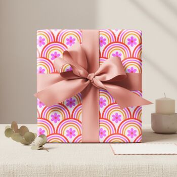 Cosmos Pink Flower Gift Wrap Set, 3 of 11