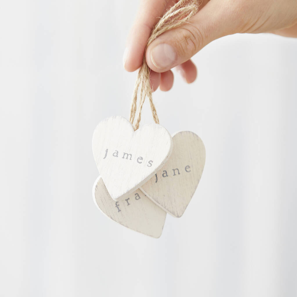 Personalised Wooden Heart Gift Place Name Tags
