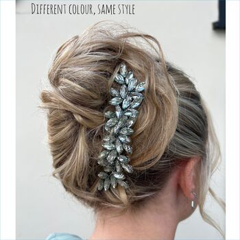 Enya Pale Blue And Gold Crystal Hair Comb, 5 of 5
