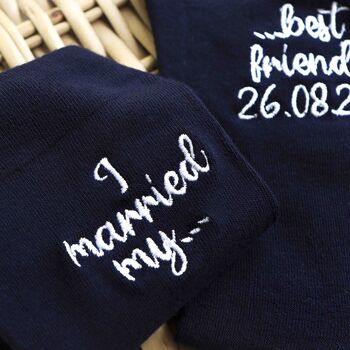 Personalised Groom Wedding Socks 2nd Anniversary Gift, 7 of 7