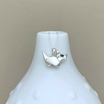 Personalised Solid Silver Origami Cat Necklace, 2 of 6