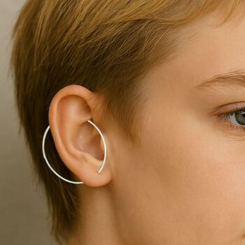 Sterling Silver Minimalist Hoop Ear Cuff Earring, 2 of 11