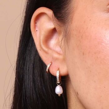 Anti Tarnish Pearl Drop Hoops | Detachable Pearl Charms, 2 of 6