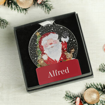 Personalised Santa Acrylic Snowglobe Hanging Decoration Gift Boxed, 3 of 5