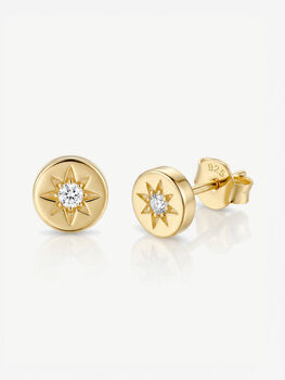 Gold Or Silver Star Coin Stud Earrings, 2 of 6