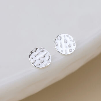 Sterling Silver Hammered Circle Disc Stud Earrings – 6mm, 4 of 5