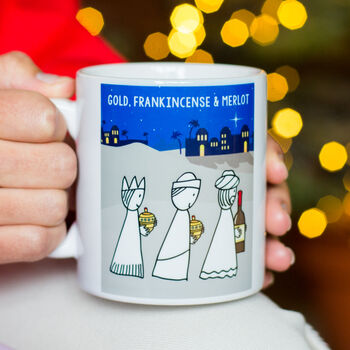 Three Wise Men Funny Wine Christmas Mug, 2 of 3