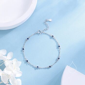Extra Delicate Sapphire Blue Cz Bezel Bracelet, 6 of 11