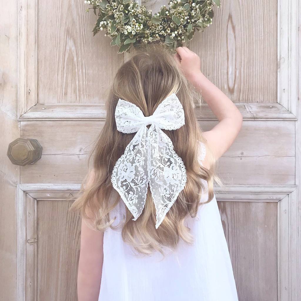 Flower Girl Lace Hair Bow/ Collette, 1 of 7