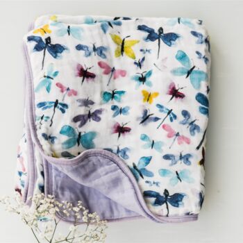 Butterfly Bamboo Organic Cotton Baby Blanket, 2 of 4