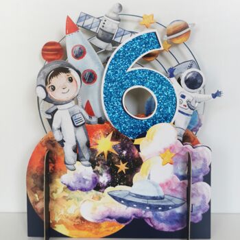 6th Birthday 3D Card With Astronaut And Space, 2 of 3