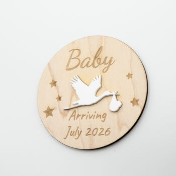 Modern Maple Acrylic Pregnancy Announcement Stork Sign, 7 of 12