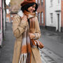 Brown Check Winter Scarf, thumbnail 4 of 5