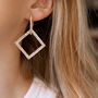 Gold Colour Square Crystal Encrusted Drop Earrings, thumbnail 1 of 3