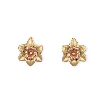18ct Gold Plated Daffodil Stud Earrings, 6 of 10