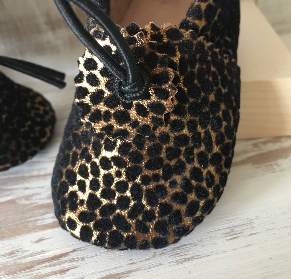 Gold Metallic Leather Leopard Print Baby Booties By Hex & Rose ...