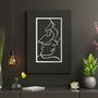 Modern Wooden Faces Line Art: Stylish Room Decor, thumbnail 1 of 10