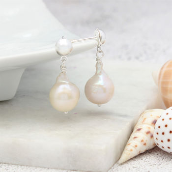 Modern Natural Pearl Drop Earrings, 8 of 10