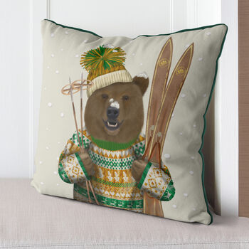 Bear In Christmas Sweater, Christmas Cushion, 2 of 3