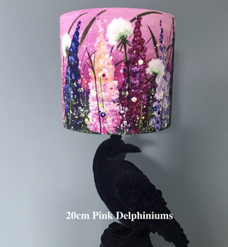 Pink Delphiniums Handmade Artist Lampshades, 2 of 6