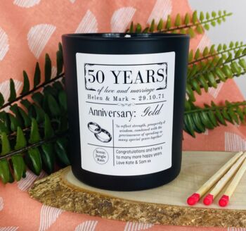 Personalised 50th Golden Anniversary Meaning Candle, 4 of 11