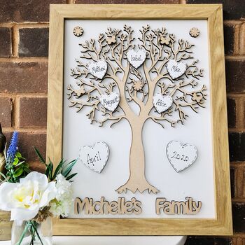 Personalised Mother's Day Framed Wooden Family Tree, 9 of 12