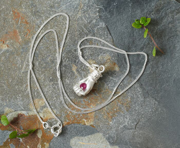 Solid Yellow Gold Or Solid Sterling Silver Hand Pendant With Ruby, 5 of 7