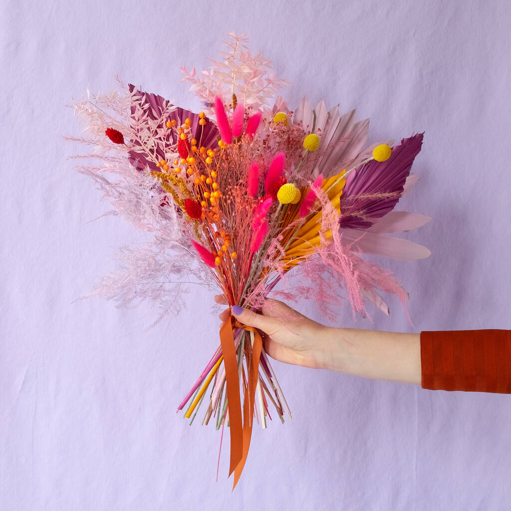 Bright And Colourful Dried Flower Bouquet, 1 of 3