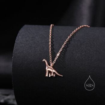 Extra Tiny Dinosaur Pendant Necklace In Sterling Silver, 2 of 11
