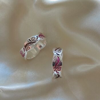 Adjustable Pure Silver Colourful Band Bohemian Toe Ring, 5 of 6