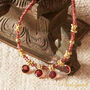 Garnet Short Gold Beaded Charm Necklace, thumbnail 8 of 10