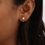 9ct Gold Diamond Cut Heart Stud Earrings, thumbnail 2 of 4