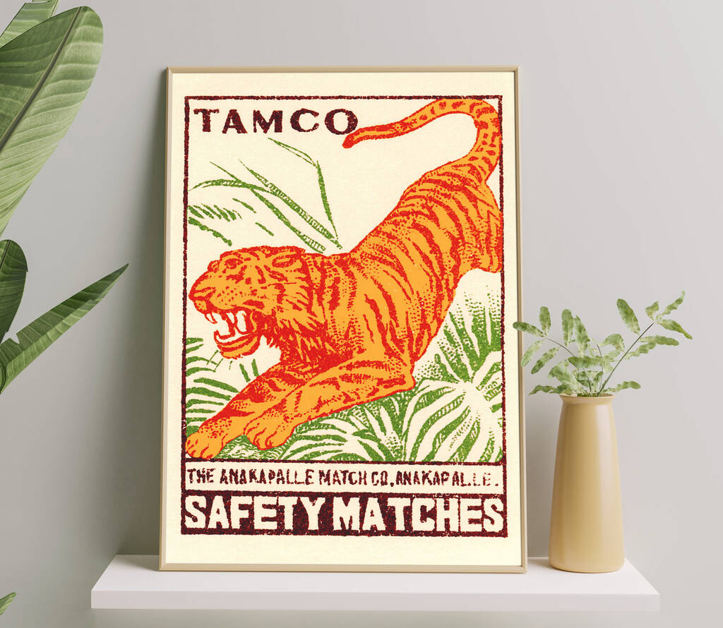 Vintage Tiger Matchbox Print, 1 of 3