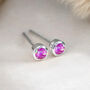 Mini Sterling Silver Bright Pink Opal Stud Earrings, thumbnail 1 of 11