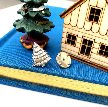 Festive Sterling Silver Christmas Tree Pin Brooch, 2 of 11